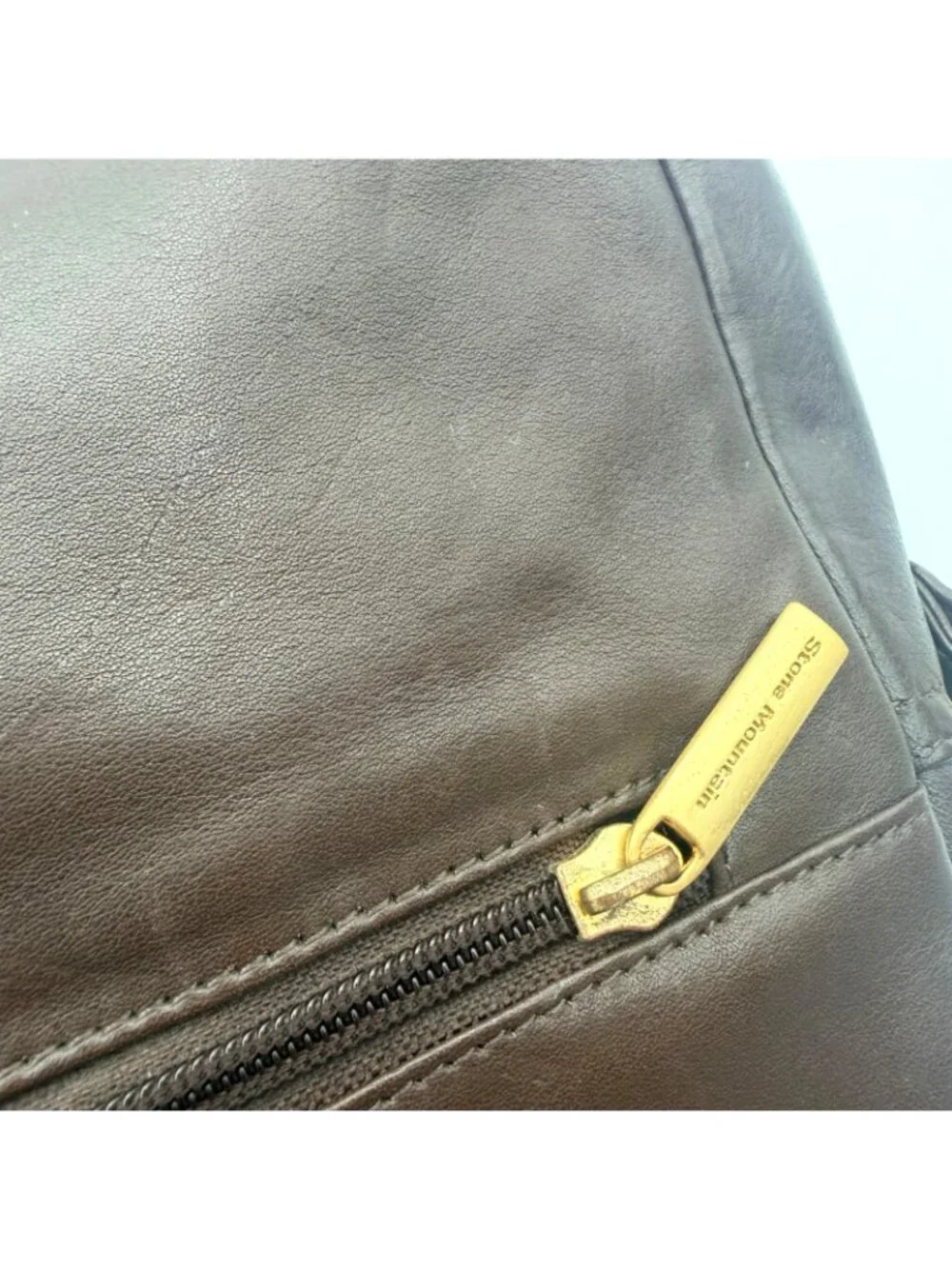 Stone Mountain Brown Leather Crossbody Shoulder Bag Organizer Purse Zip Pocket